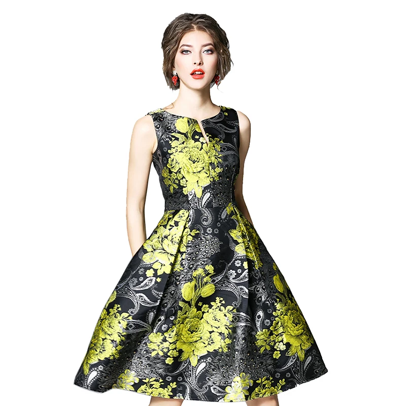 

2018 summer sleeveless women jacquard dress, Shown