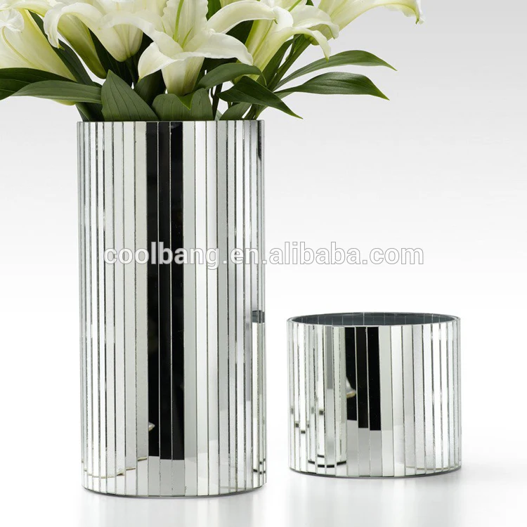 Elegant Wholesale Cheap Large Tall Floor Glass Strips Vases With