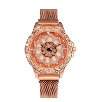 

Luxury Women Rotation Watch Fashion Design Female Wristwatches Stainless Steel Mesh Strap Watches Ladies Quartz Watch