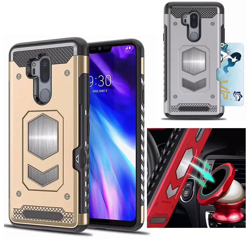 

For LG G6 Q6 G7 Q8 V30 V30plus V35 Work with Car Stand Magnet mount Suction Bracket Full shock proof Phone Case Cover