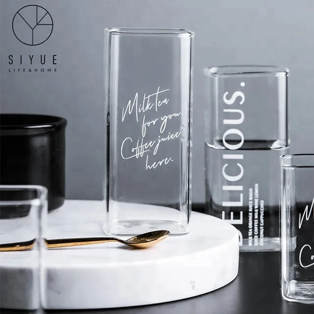 

Simple High Temperature Resistant Square Glass Cup Tall Style 1728, Transparent