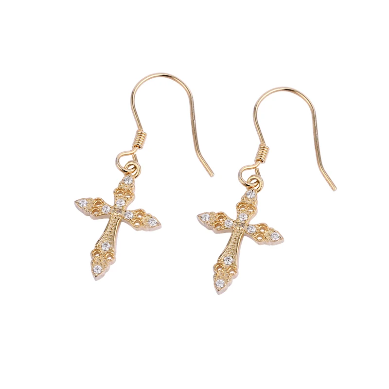 

S925 sterling silver Gold plated Cross ear-hook E1691