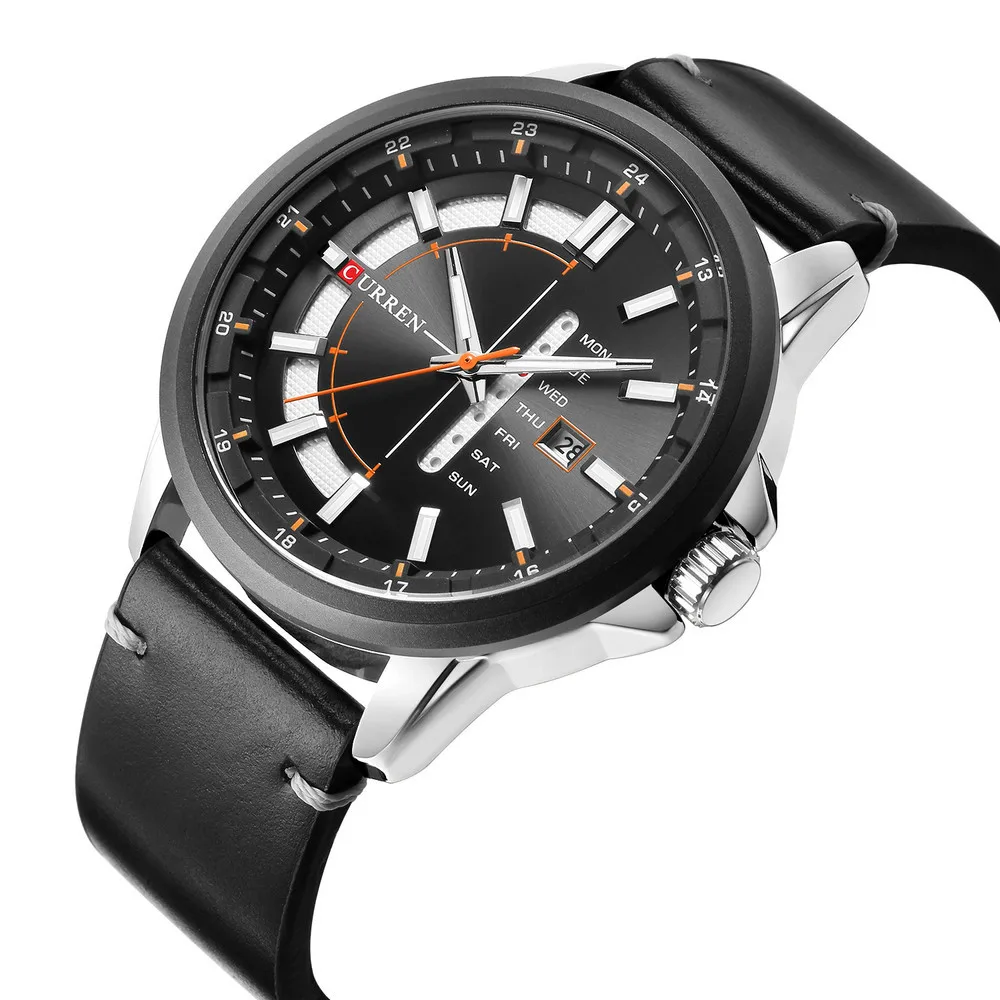 

Hot Selling CURREN 8307 Mens Fashion Casual Quartz Wristwatch Genuine Leather Strap Clock Japan Movement Watches Relojes