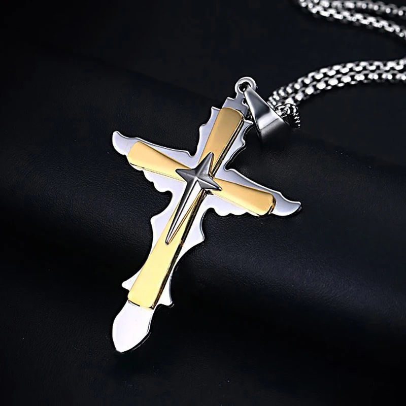 Vintage Catholic Cross Pendant Boutique Statement Necklaces Stainless Steel Religious Jewelry
