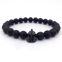 

Hot Trendy Lava Stone Pave CZ Imperial Crown And Helmet Charm Bracelet For Men Or Women Bracelet Jewelry Pulseira hombre NS91169