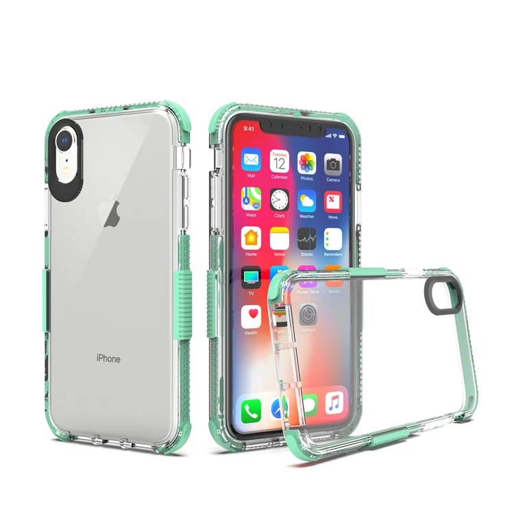 

Double color 5 in1 combo Drop resistance shockproof bumper transparent tpu case cover for iphone (2018) skidproof cellphone case, Mint green;purple;blue;pink;rose;red;white;gray;black
