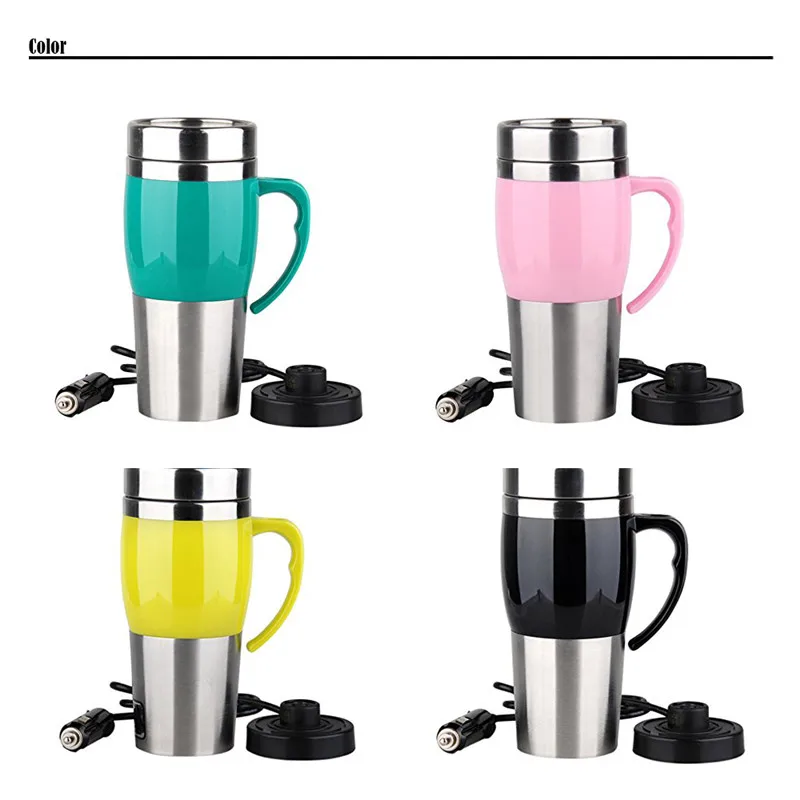 

400ml brand car electric kettle double layer stainless steel sealed USB heating cup boiled water /eggs 10 minutes fast heating, Black/red/green/yellow/deep blue/light blue