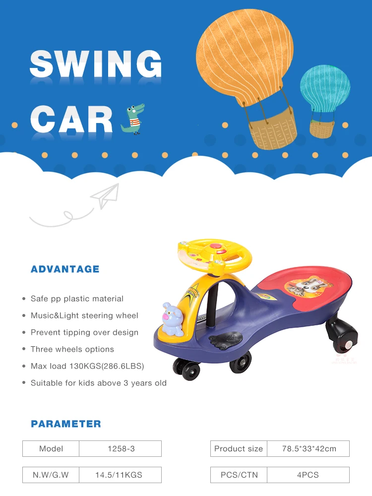 Plastic Ride On Wiggle Car With Music&light Steering Wheel For Adults ...