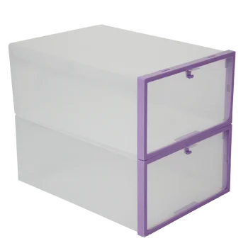 Simple Style Clear Plastic Acrylic Stackable Drop Front Shoe Box