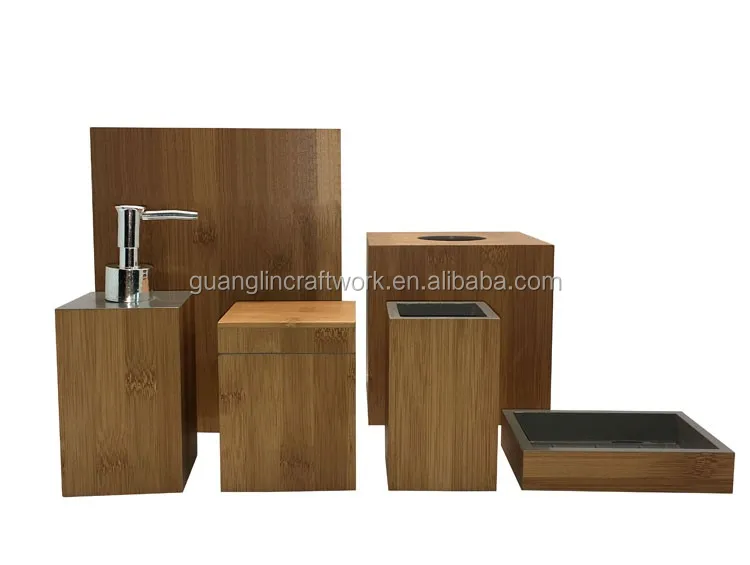 Acacia Wood Bathroom Accessories 6 Piece Bathroom Set For Spa Cute Bath