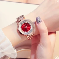 

GUOU Watches Women Luxury Rhinestone Quartz Wristwatches Fashion Rose Gold Steel Ladies Watch