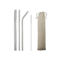 

Eco friendly 18/10 stainless steel 5pcs metal drinking straw set with Pouch