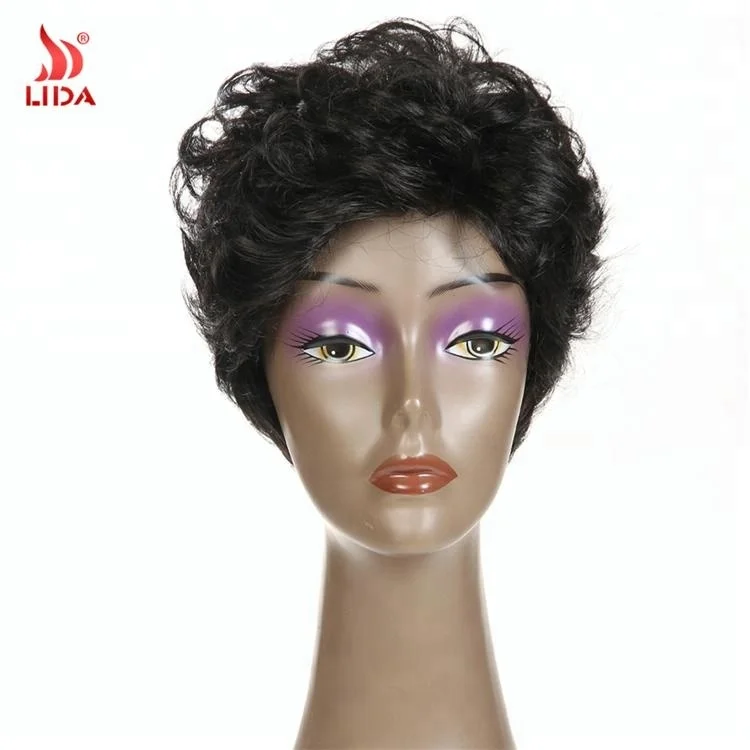 
Lida Japan kanekalon fiber natural wave synthetic wig,Short Curly 100% kanekalon fiber wig 