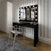 Simple White Color Dressing Table With Modern Design Make Up Mirror Light