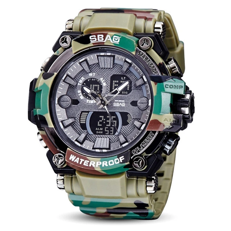 

SBAO Camouflage Army Military Watch Men Top Brand Luxury Electronic LED Digital Sport Watches For Male Clock Relogio Masculino