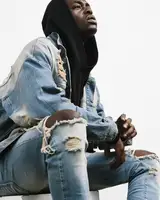 

2019 wholesale top design slim fit destroyed hip hop jeans men