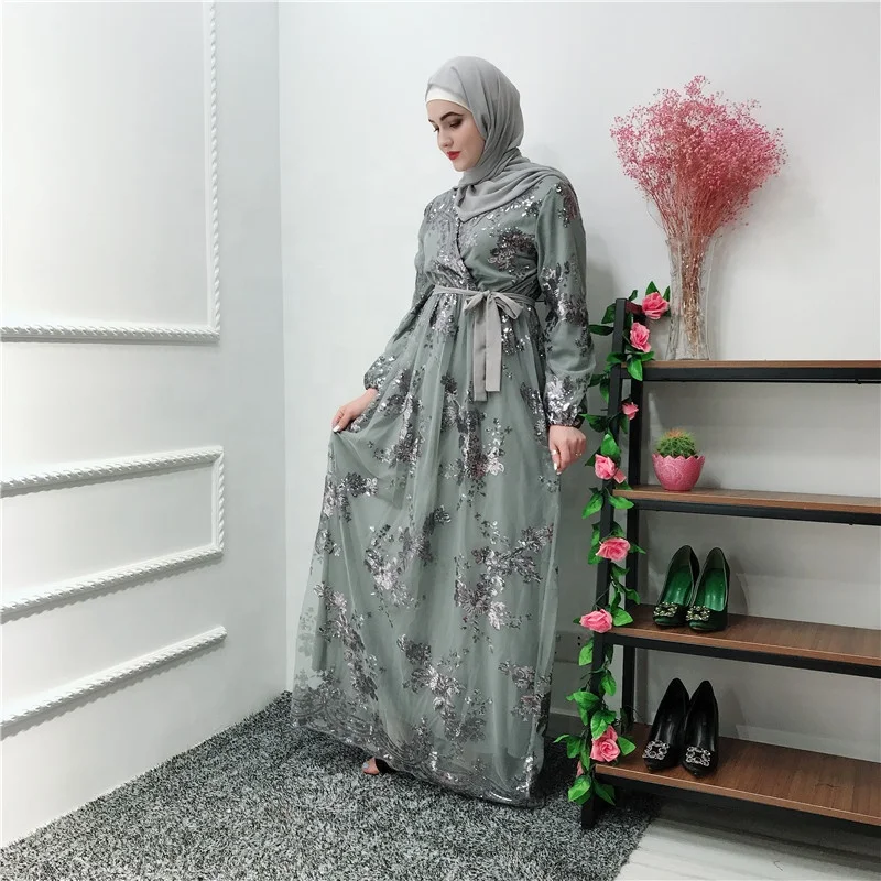 

2019 hot selling flower shinning sequins luxury fashion dubai abaya wedding party dress, White,campagne,wine red, black,navy, dark green, gray 7 colors