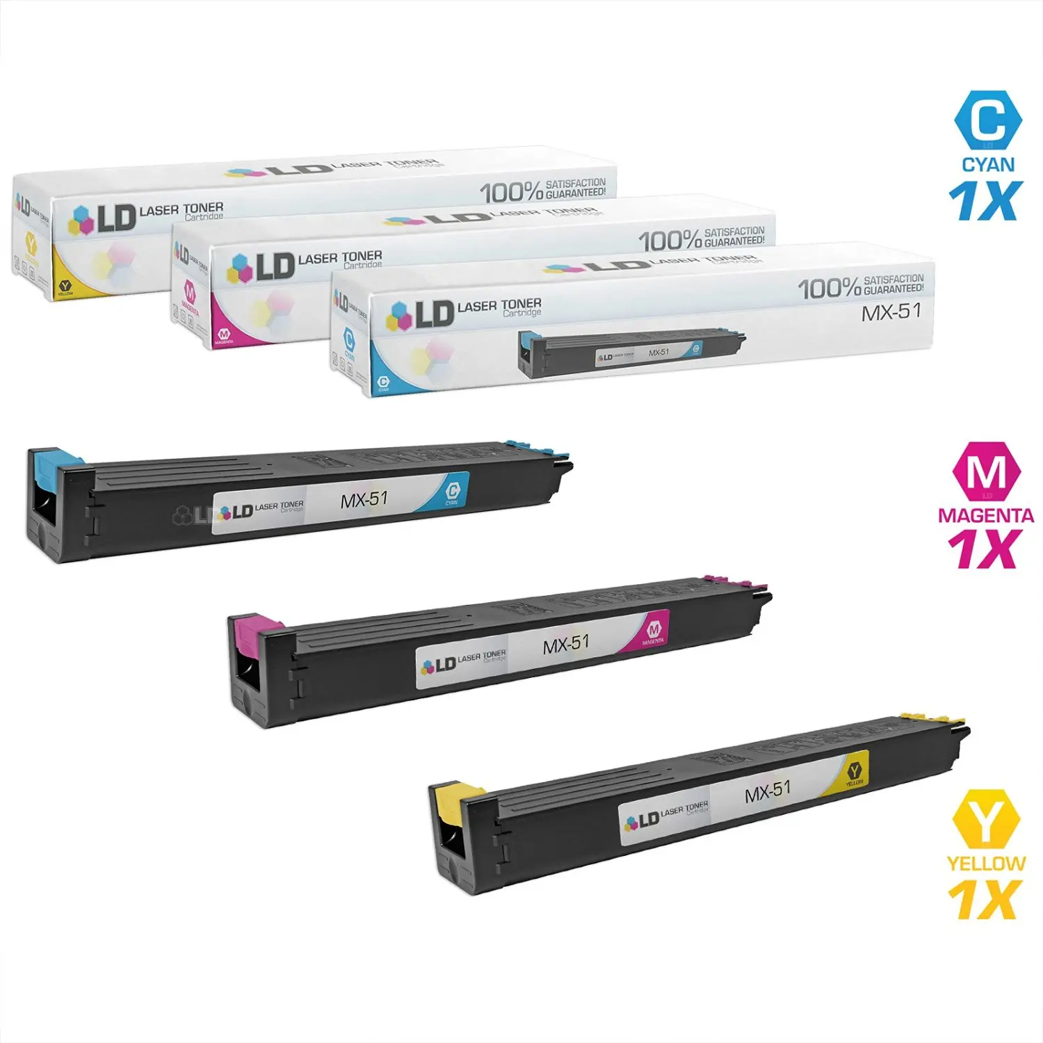 Get Quotations · LD © Compatible Replacements for Sharp MX-51 3PK Toner  Cartridges: 1 MX-