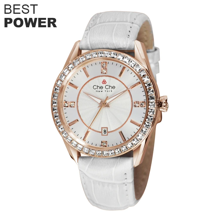 

Elegant Style Mature craftsmanship cutting surfaces 5atm Water Resistant Stainless Steel case Leather Ladies Watch, Any color is available