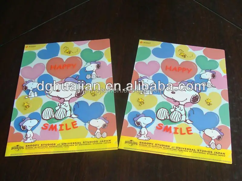 
New design customized clear PP l shape file folder 
