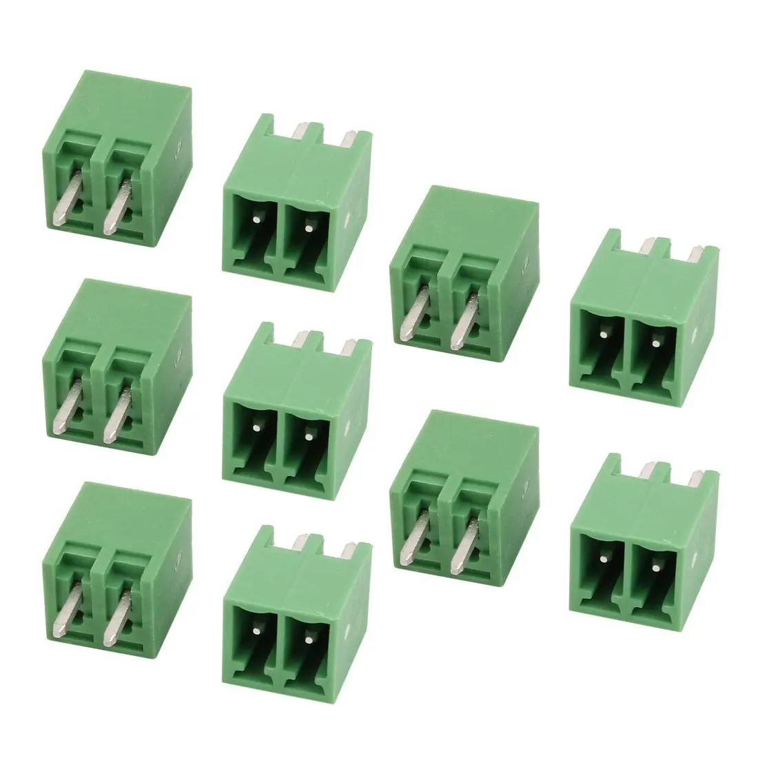 uxcell 10Pcs AC 300V 8A 3.5mm Pitch 2P Terminal Block Wire Connection for PCB Mounting Green