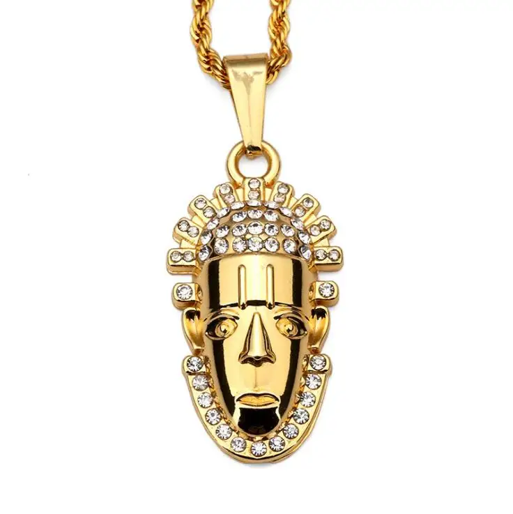 

Hiphop Men's Quality Gold Plated Cool head Pendant Chain 30",Wholesale Price