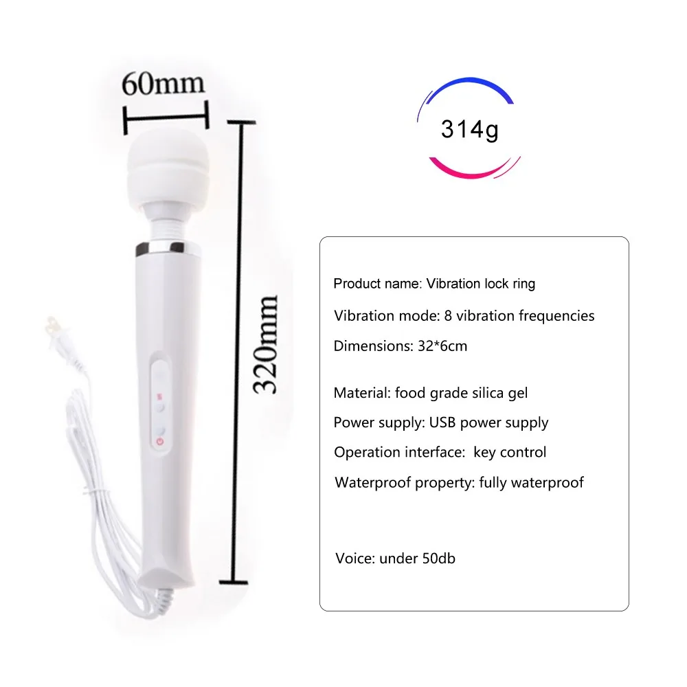 Hot Sale 8 Speeds 220v Wired Powerful Handheld Erotic Wand Massager