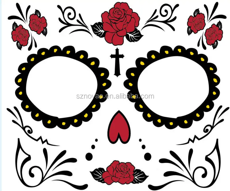 

The Day of Dead Face Temporary Tattoo Sticker, 1-3c the day of dead face tattoo