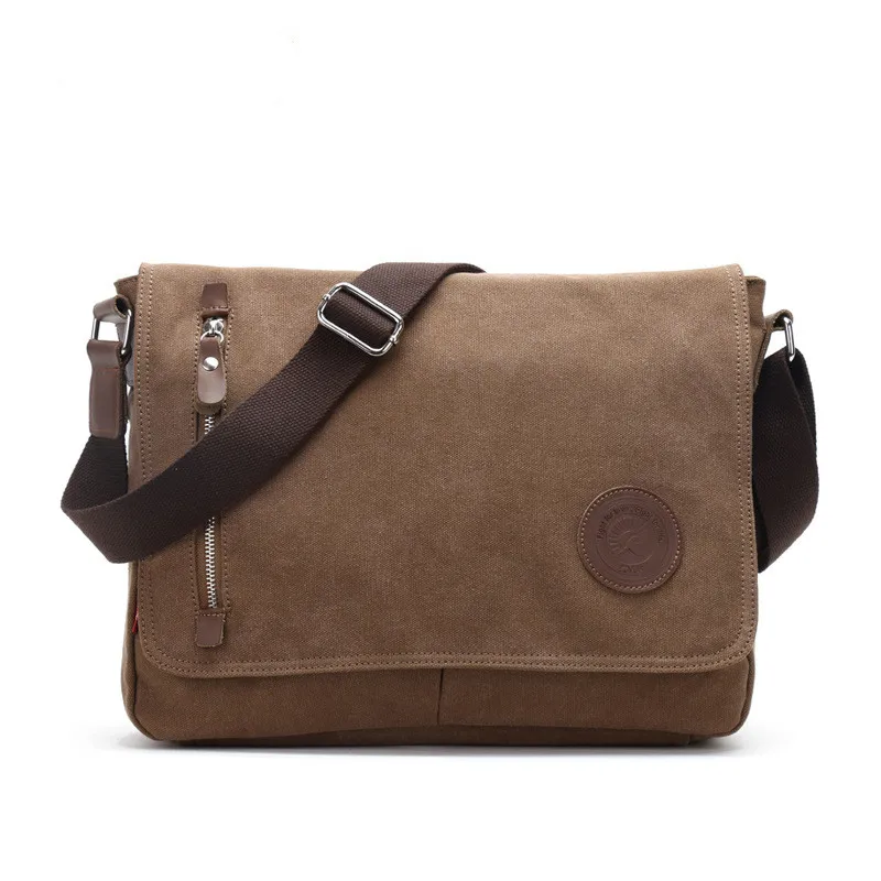 

2022 waterproof business briefcase waxed crossbody men tote canvas crossbody shoulder bag, Black,brown,grey