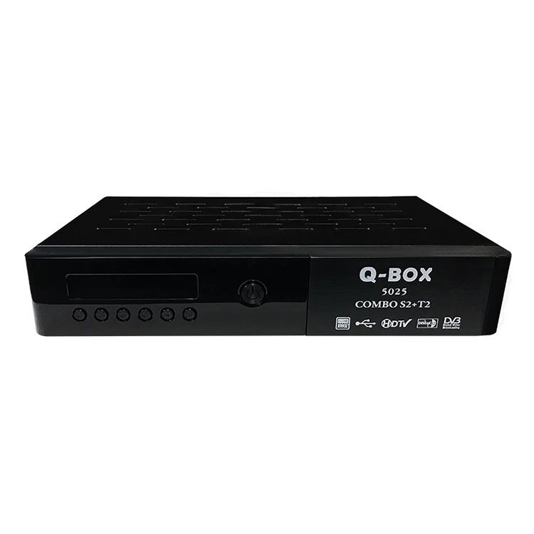 

Q-BOX 5025 Newest Best Price Factory Direct COMBO S2 T2 Support IPTV and VOD,4K/3D/H.264 Decoder, Black