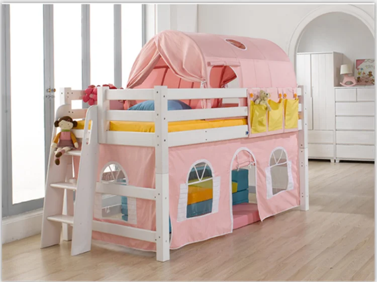 Chinese Child Bunk Bed With Stair Slide Tent Wooden Kids Tent Bed Buy