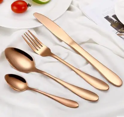 

SGS Rose gold flatware cutlery sets 4/16/24/72piece travel spoon fork for wedding party souvenirs, Siver/gold/rosegold/black/rainbow