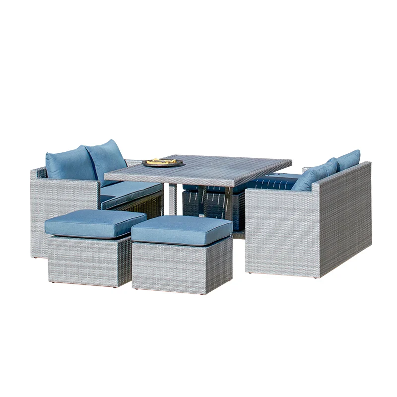 new Outdoor rattan furniture dining table set features 4 or 6 chairs