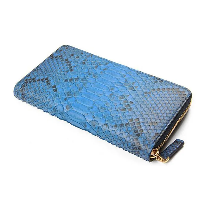 

Luxury long zipper women clutch wallet genuine python snake leather ladies purse wallet