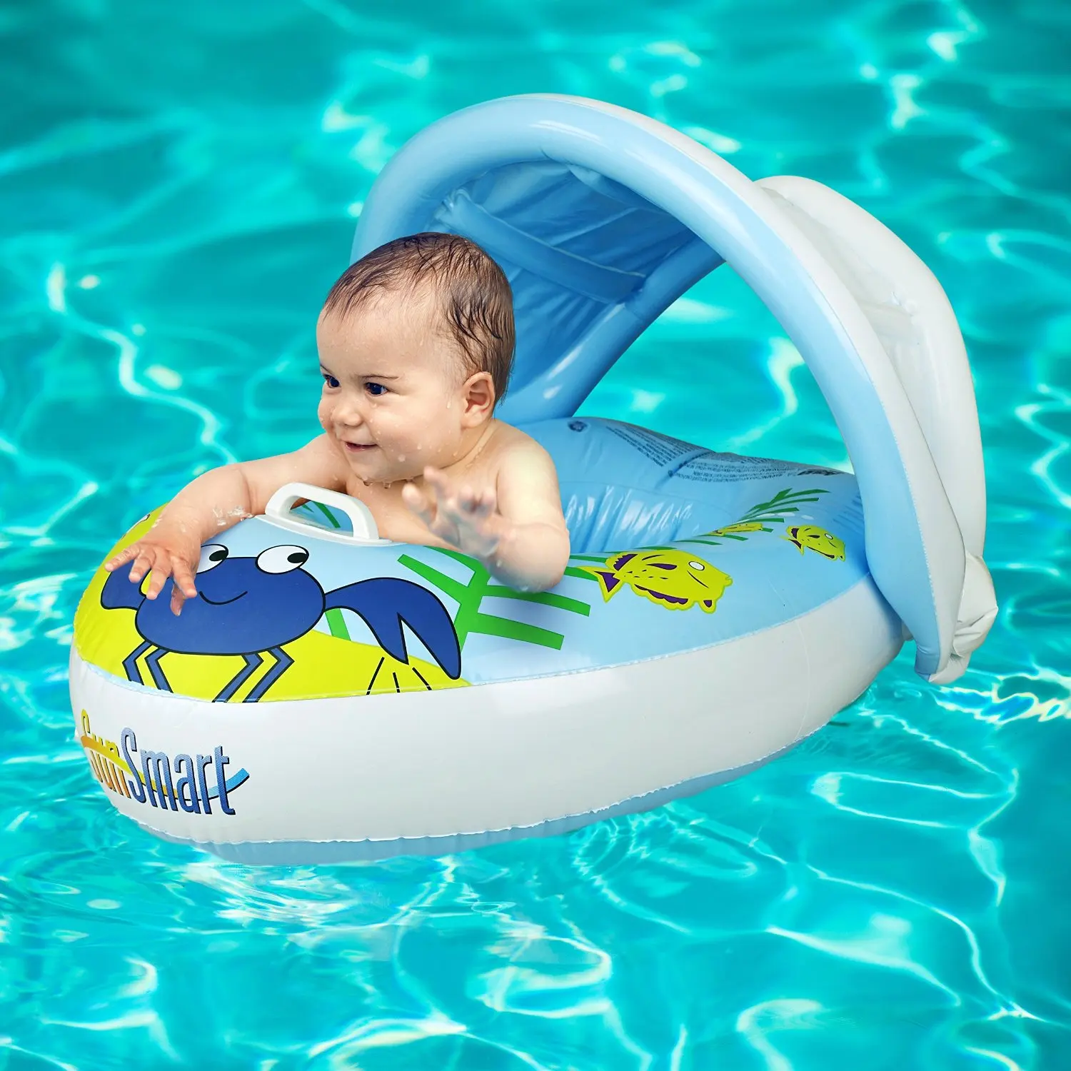 baby swim ring with sun canopy