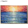 Good Skill Painter Handmade Knife Sea Landscape Oil Painting on Canvas for Room Decor Modern Sunrise Seascape Wall Painting