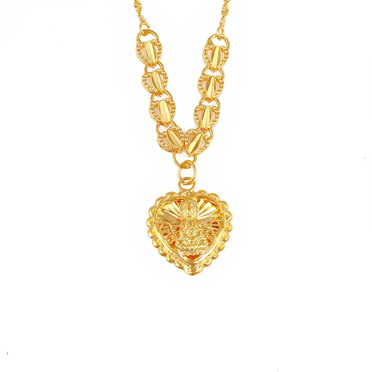

Xuping gold 24K Buddhist divinity heart women necklace