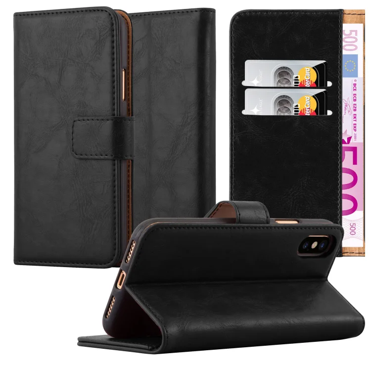 

Luxury PU Leather Book Wallet Phone Cover For iPhone X Case, Optional