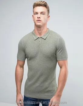 Mens Waffle Knitted Short Sleeve Wholesale Polo T Shirt / Mens ...
