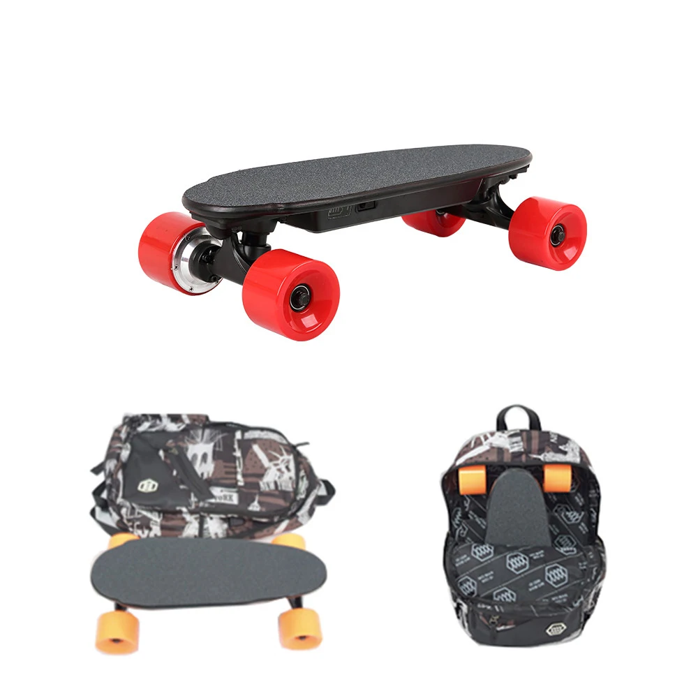 

NEW Portable Wireless Remote Control Mini Four Wheels Electric Skateboard Dual Hub Motor Backpack Skateboard