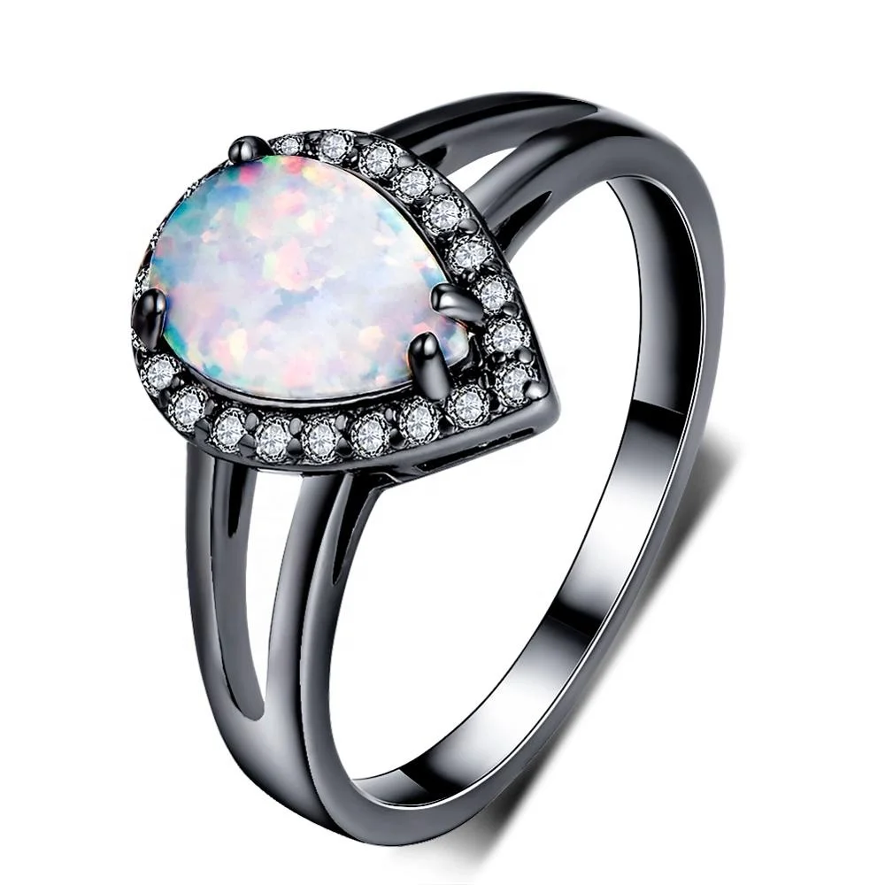 

Wholesale White Gold Zircon Simulation Diamond Opal Female Ring