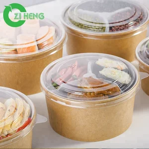 Image of 33 oz Take away custom logo printed disposable kraft paper salad bowl
