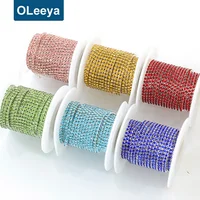 

Hot Sale Over 10 Colors Colorful SS6 2mm Rhinestone Cup Chain Rhinestone Chains Trimming For Garment