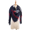 Women winter grid pattern knitted warm fringe square scarf shawl