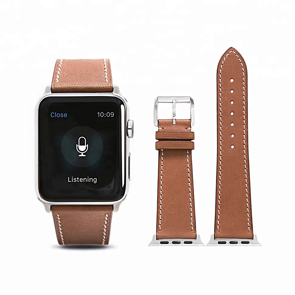 

France Calf Leather Strap Single Tour Bracelet Watch Band 44mm 40mm 42mm 38mm for Apple Watch Strap, Brown
