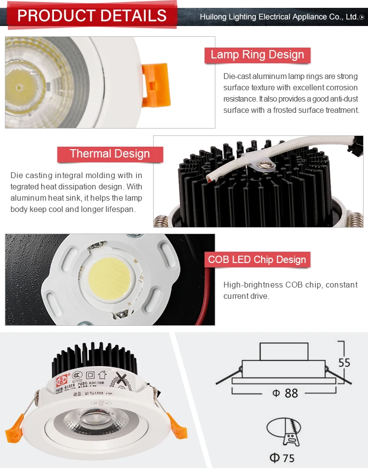 Led suspended flat recessed warm white dome round surface mounted led ceiling lighting