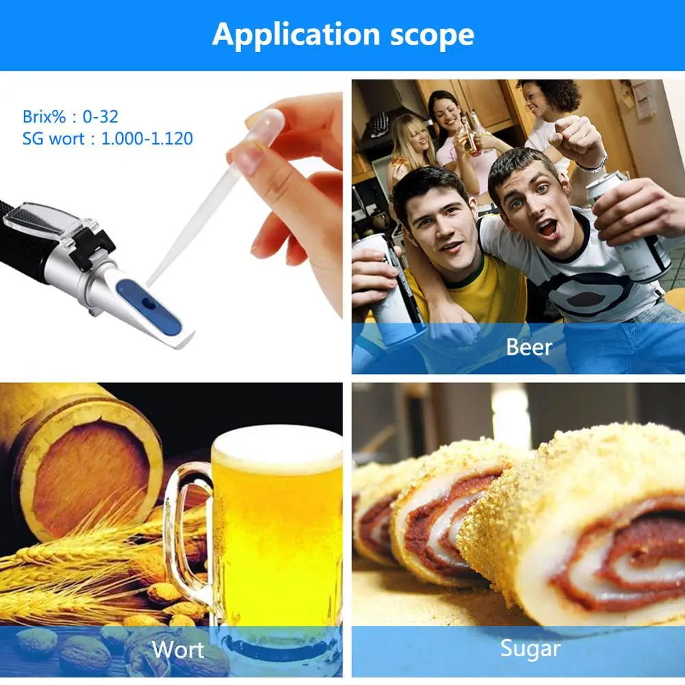hot product brix portable beer refractometer 0 - 32SG% sugar testing sugar refractometer