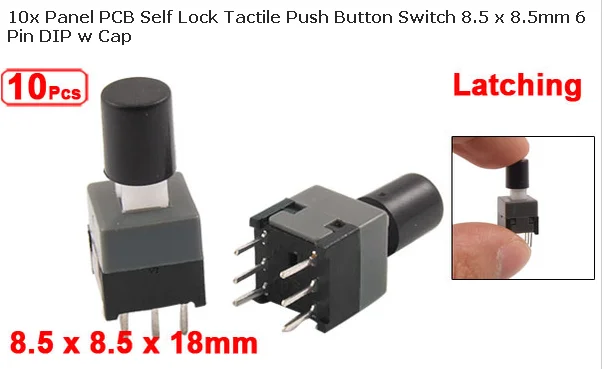 Latching 7x7mm Mini Tactile Push Button Switch On-Off DIP c14 5 Pieces 6 PIN 