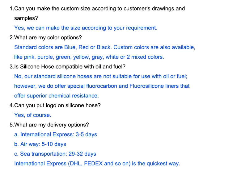FAQ about silicone hose