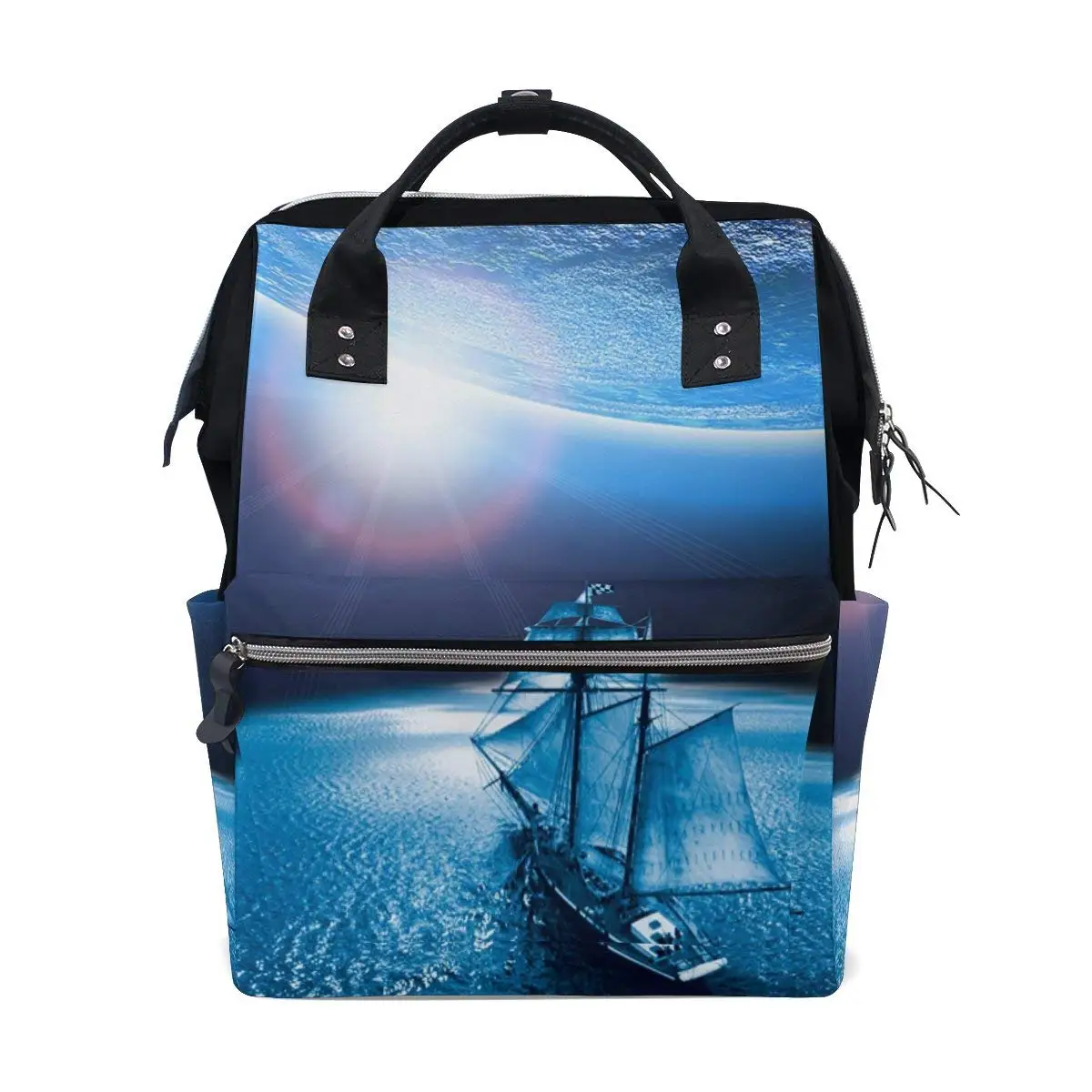 Diaper Bags Backpack Purse Mummy Backpack Fashion Mummy Maternity Nappy Bag Cool Cute Travel Backpack Laptop Backpack with Ethnic Blue Detail Daypack for Women Girls Kids